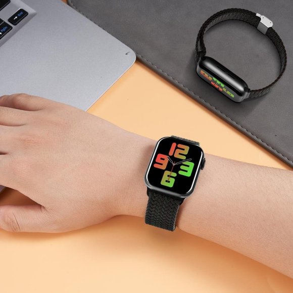 NEW Adjustable NAVY Braided Solo Loop For Apple Watch - Picture 2 of 4